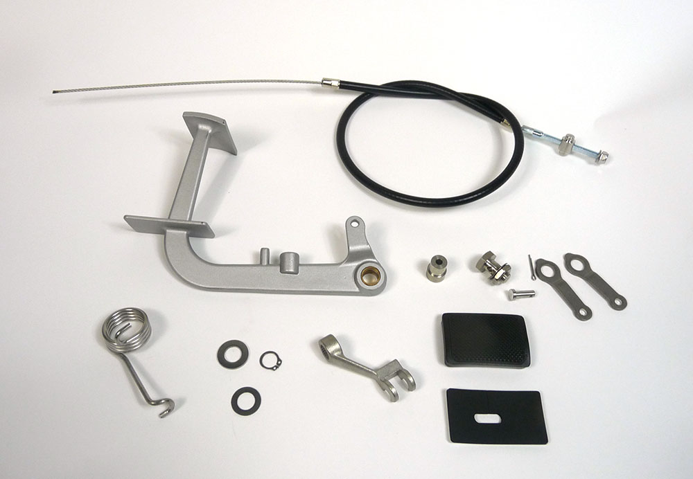 Lambretta Rear brake pedal complete kit, Black rubber, Series 3, MB
