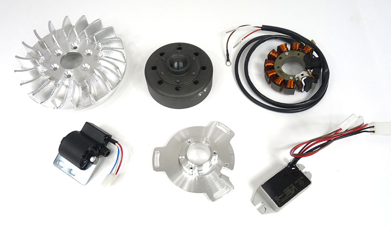 Lambretta Electronic ignition kit 12 volt DC, GP (flywheel, stator, CDI, rectifier) Road version, Vape
