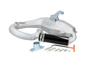 Lambretta Clubman (Big box) sports curly exhaust, Silver, bgm