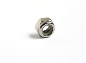 Nut nyloc 8mm, Lambretta original looking wheel nut with White nylon insert, stainless steel, MB