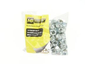 Nut nyloc 8mm, Lambretta original looking wheel with White insert, stainless steel, Bag of 100
