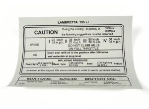 Lambretta Sticker 'Running in' Li125