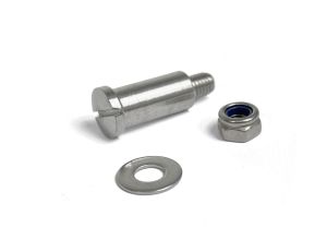 Lambretta Headset (handlebar) lever pivot bolt, 7mm standard, with washer and nyloc nut, stainless steel, MB