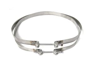 Lambretta Petrol (fuel) tank strap kit (2 straps, 2 trunnions) pair, stainless steel, 637mm, Gp, Li, S1/2, MB