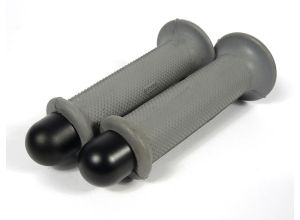 Lambretta Headset (handlebar) grips, TZR type with Black bar ends, pair, Grey, S3, MB