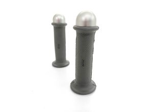 Lambretta Headset (handlebar) grips, TZR type with Silver bar ends, pair, Grey, S3, MB