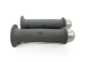 Lambretta Headset (handlebar) grips, TZR type with Silver bar ends, pair, Grey, S3, MB