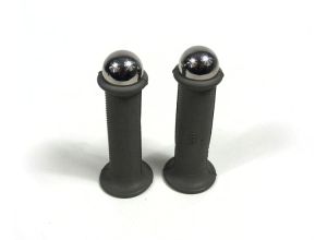 Lambretta Headset (handlebar) grips, TZR type with large heavy round bar ends, stainless steel, pair, Grey, S3, MB