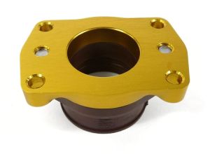 Inlet manifold, Lambretta large block, Shorty 6 petal reed valve adaptor plate with flange rubber, Mikuni TMX35mm/Amal, Race-Tour MB