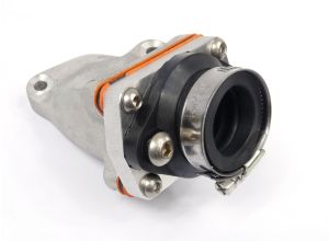 Inlet manifold, Lambretta large block, Shorty  6 petal reed valve assembly flange adaptor type, Mikuni 35mm TMX, Race-Tour MB