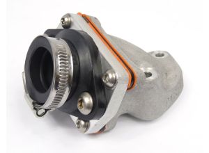 Inlet manifold, Lambretta large block, Shorty  6 petal reed valve assembly flange adaptor type, Mikuni 35mm TMX, Race-Tour MB