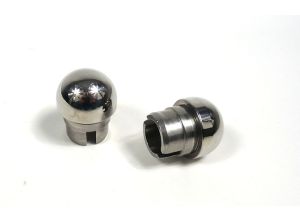 Lambretta Headset (handlebar) bar ends, round heavy type, stainless steel, pair, S3, MB