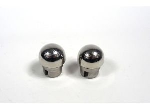 Lambretta Headset (handlebar) bar ends, round heavy type, stainless steel, pair, S3, MB