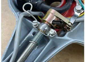 Lambretta Headset (handlebar) rod kit, throttle side (spline in - paddle out, 298mm) early Sx, Tv, Special 125, S3, MB