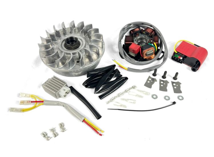 Lambretta Electronic Ignition kit (flywheel, stator, Red CDI, regulator/rectifier) AC, Gp, bgm