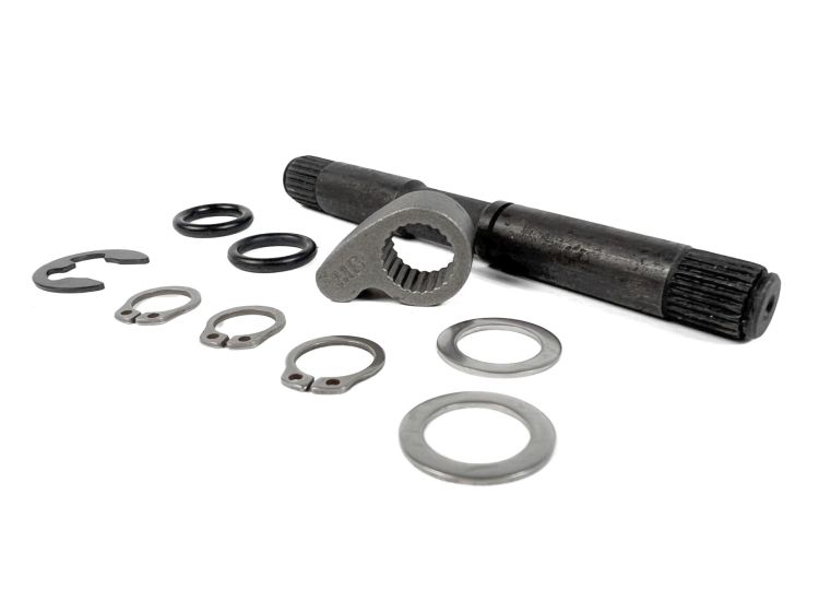 Lambretta Clutch arm shaft kit (shaft, circlips, shims, O rings, quadrant arm)  Li, Tv, Sx, Gp, Race-Tour MB