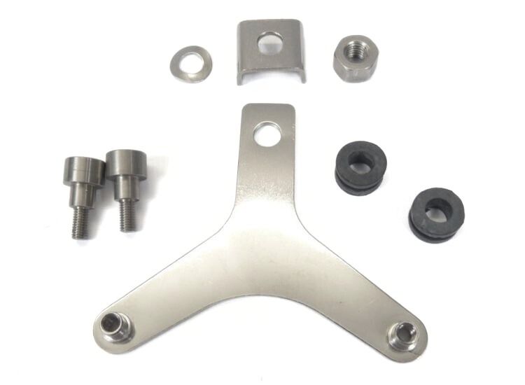 Lambretta Horn, bracket kit, stainless steel, Late S2, early S3, MB