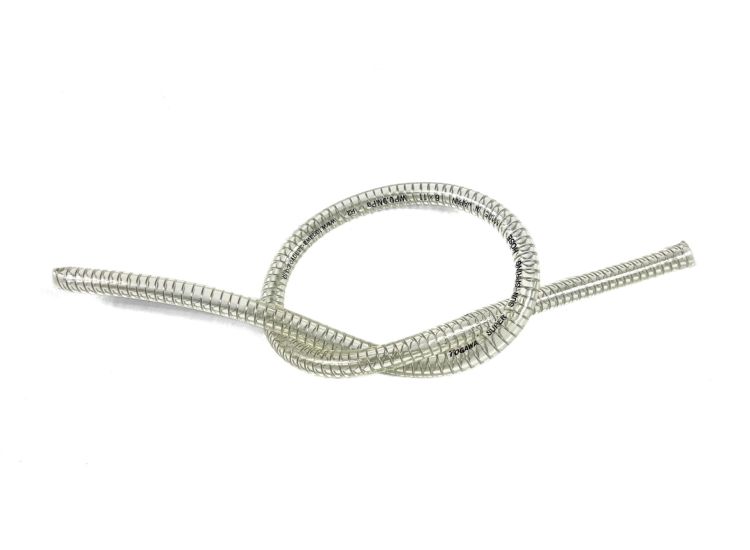 Universal Petrol (fuel) pipe, clear, anti kink with coiled spring, 2ft, MB