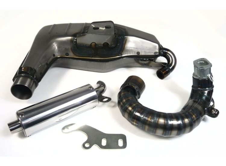Lambretta Clubman (Big Box) sport curly exhaust, oval exhaust manifold, SIP
