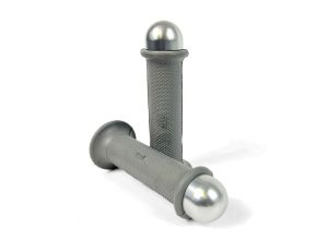 Lambretta Headset (handlebar) grips, TZR type with Silver bar ends, pair, Grey, S3, MB
