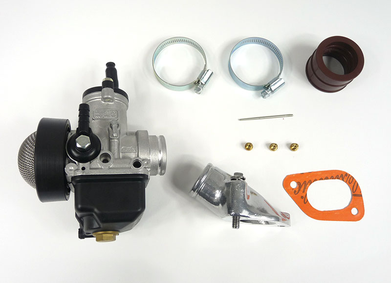Lambretta Carburettor kit, small block, Dellorto 28mm PHBH, with Tea Strainer Air Filter