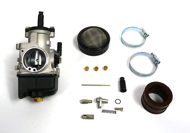 Lambretta Carburettor kit, reed, Dellorto 28mm PHBH, with tea strainer filter