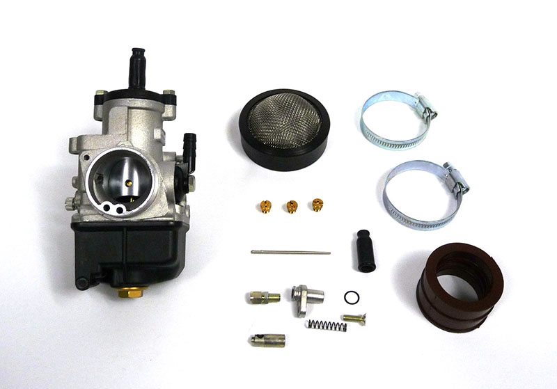 Lambretta Carburettor kit, small block, large block  Dellorto 30mm PHBH, for Reed engines, with Tea strainer filter