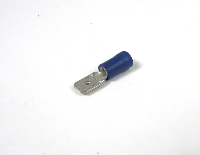 Electrical Connector, Male spade, 6mm, Blue 