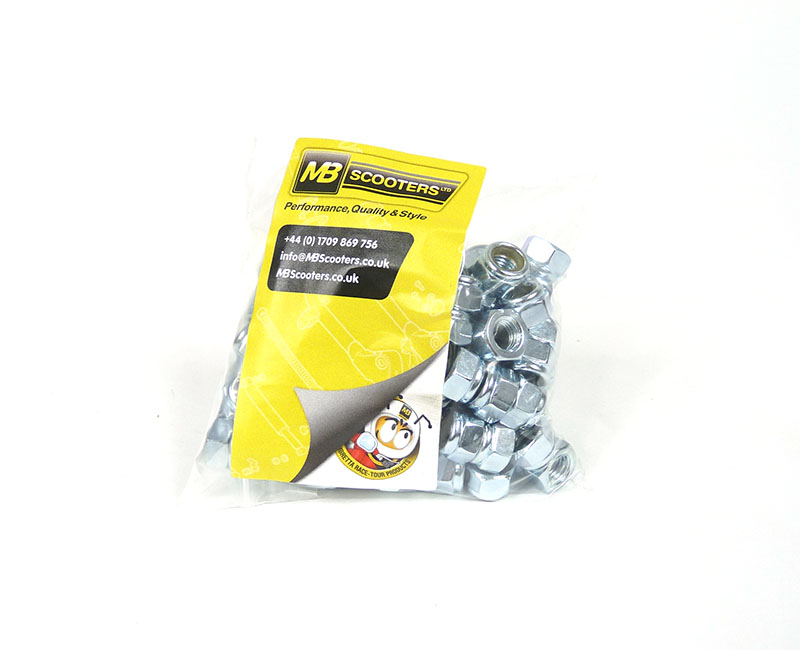 Nut 7mm nyloc, zinc plated, Bag of 100