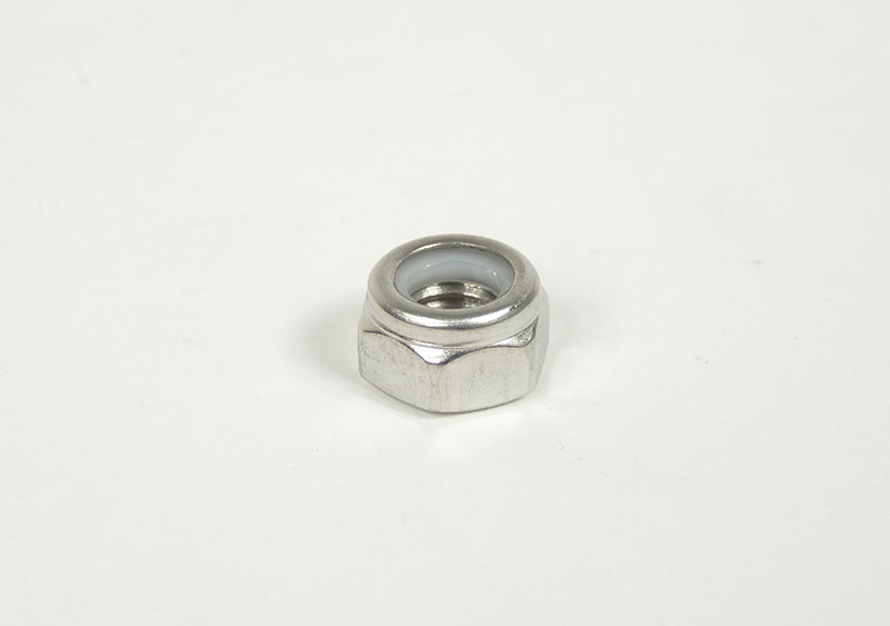 Lambretta original looking wheel nut with White nyloc insert, 8mm,stainless steel, Bag of 100
