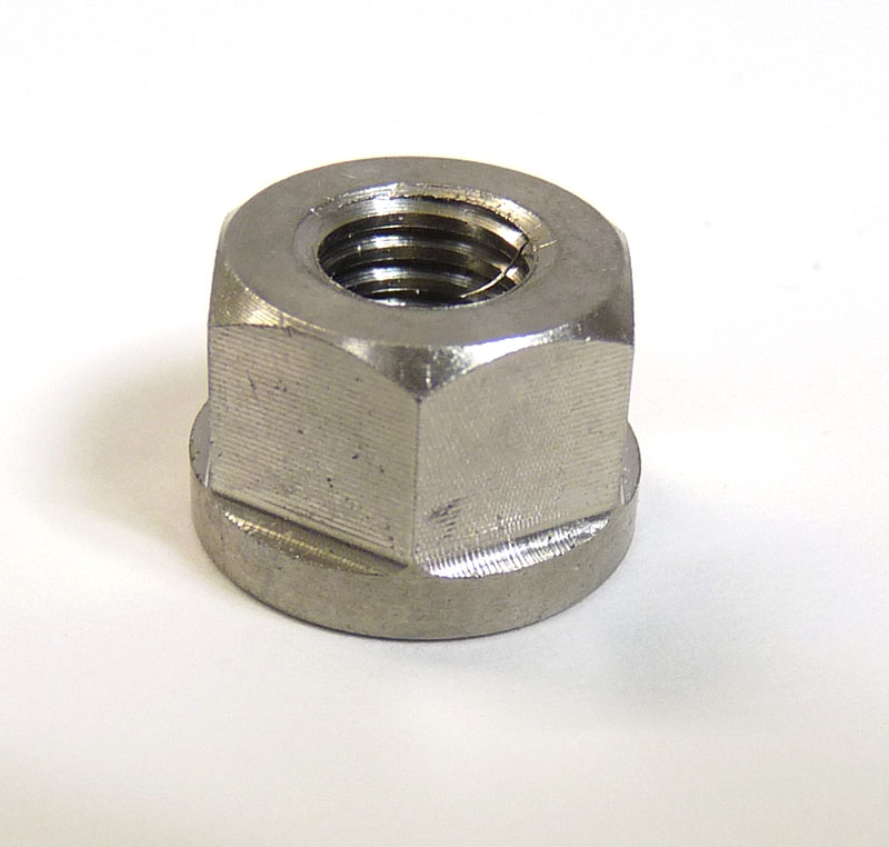 Lambretta Nut, 8mm plain, 8mm tall with flange, stainless steel, MB