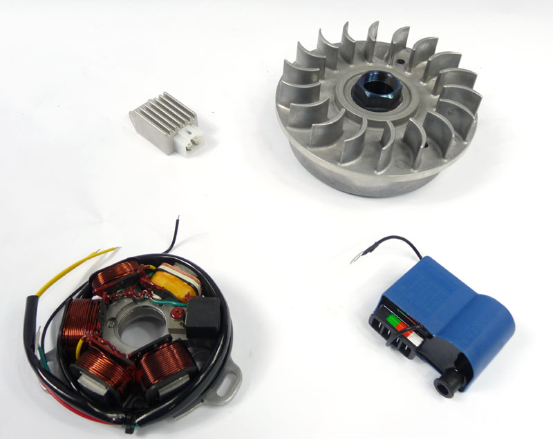 Lambretta Electronic ignition kit, AC, Gp (flywheel, stator, Blue CDI, reg/rec) bgm