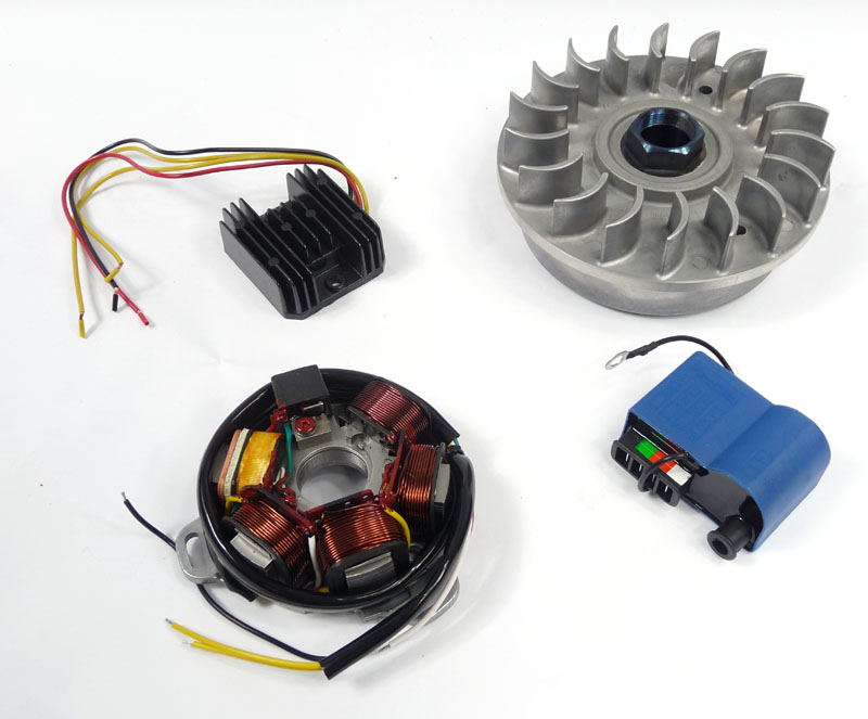 Lambretta Electronic ignition kit, DC, Gp (flywheel, stator, Blue CDI, rect) bgm