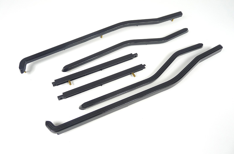Lambretta Runner strips in Black, Li, Sx, Tv, Set of 6 (4 back, 2 fronts) plastic