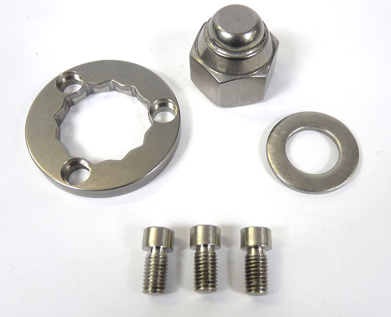 Lambretta Rear hub nut set (kit) thick 3 hole type with 3 x 7mm allen screws, MB