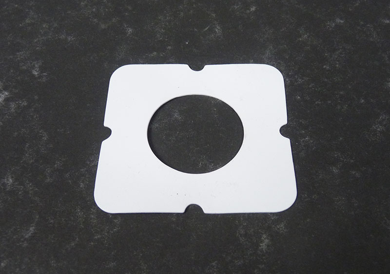 Lambretta Inlet gasket, TS1, round hole reed gasket, high strength fuel resistant, White, MB