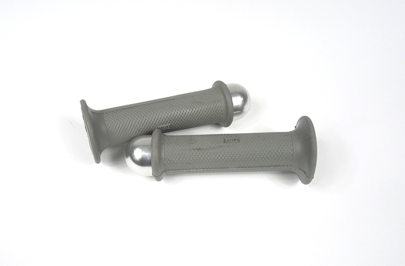 Lambretta Headset (handlebar) grips, Grey, TZR type with Large Silver bar ends, Series 3, pair, MB