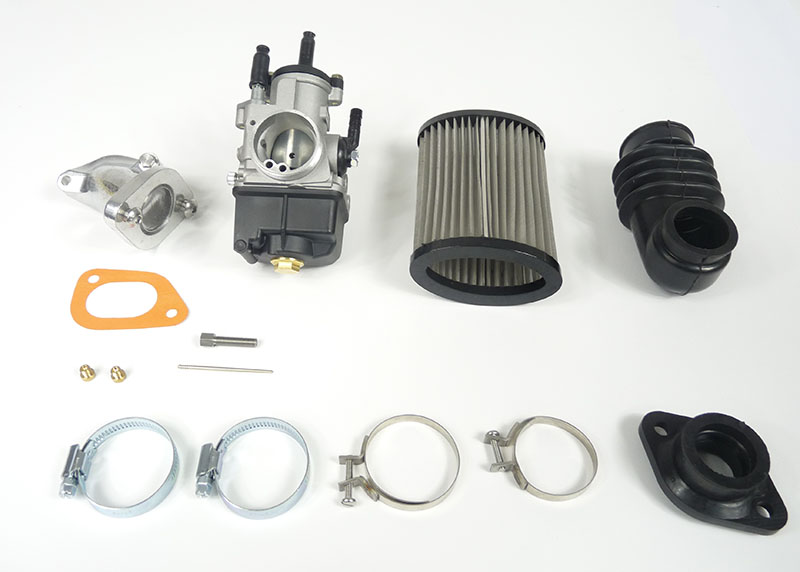 Lambretta Carburettor kit, large block, Flange type, Dellorto 25mm PHBL, YSN