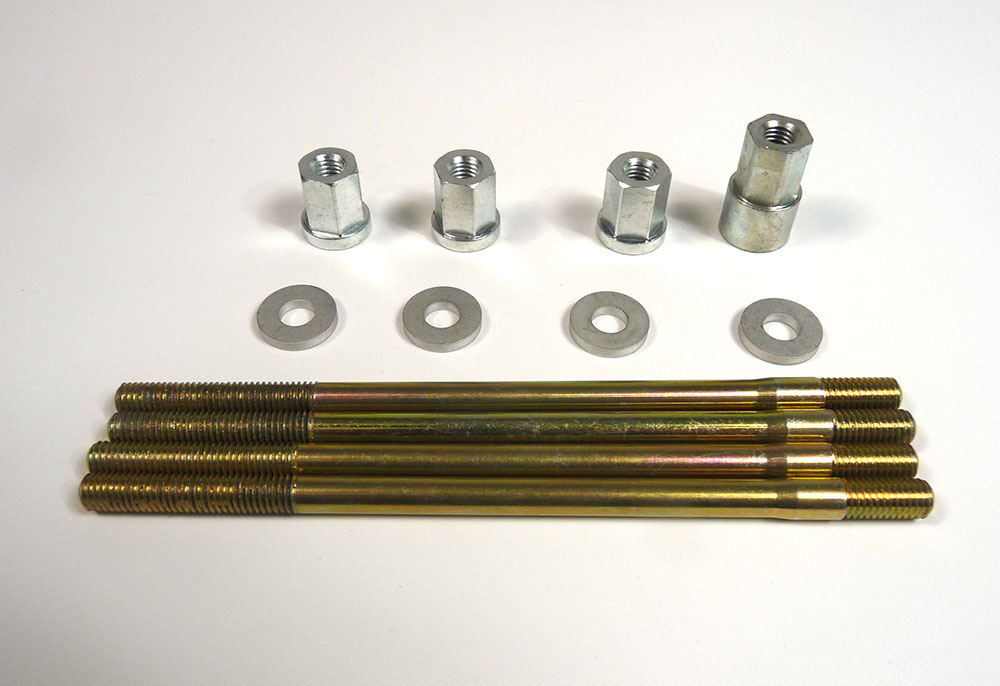 Lambretta Race-Tour Cylinder, long Stud kit, relieved (studs 8 x 166mm, extended nuts, thick washers) MB
