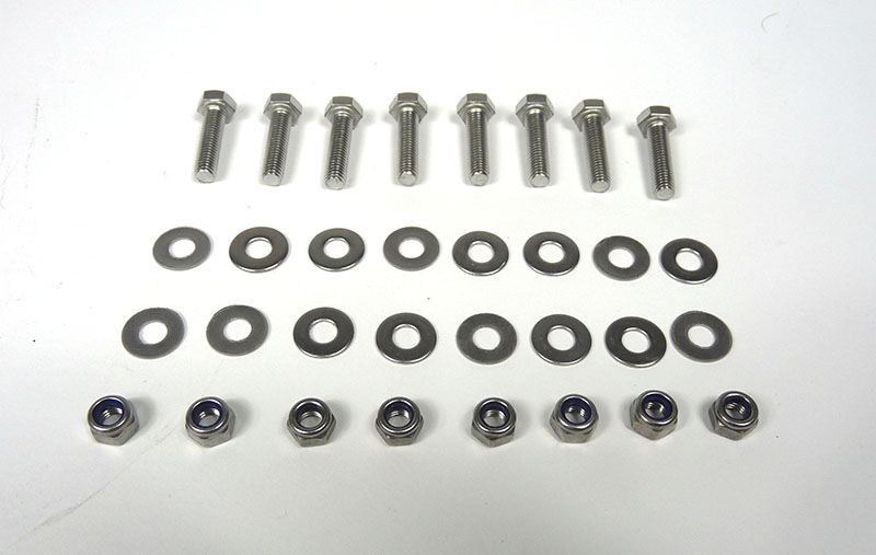 Lambretta Stand fastener kit (uses 4x5mm bolts) Series 1 early Series 2, stainless steel