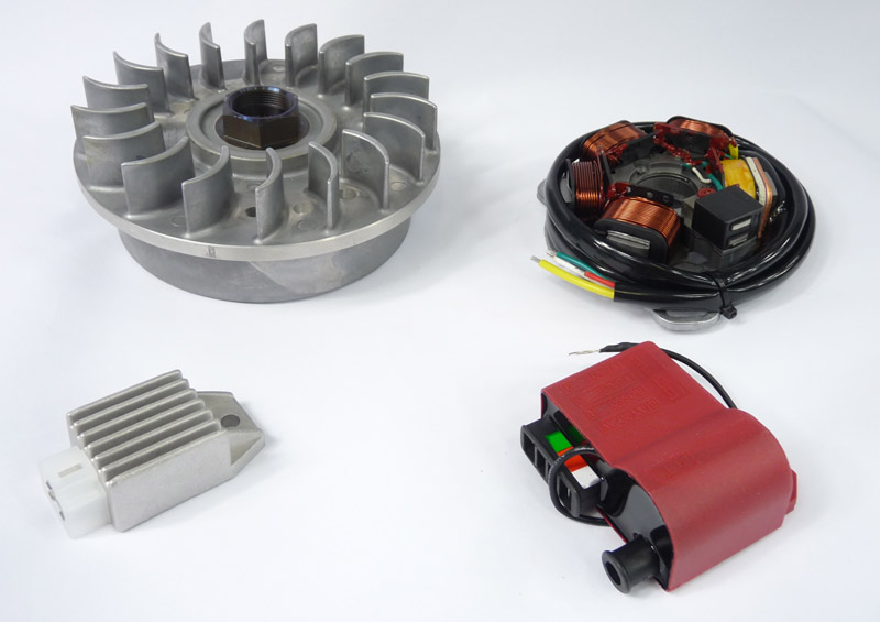 Lambretta Electronic ignition kit, AC, Gp (flywheel, stator, Red CDI, reg/rec) bgm