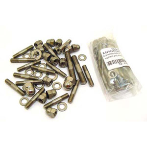 Lambretta Crankcase side fastener kit, dome nuts, washers and studs, stainless steel