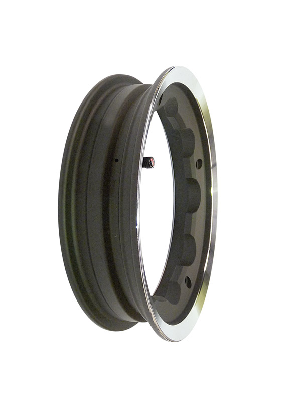Lambretta Wheel rim, tubeless alloy, Black with polished lip, SIP